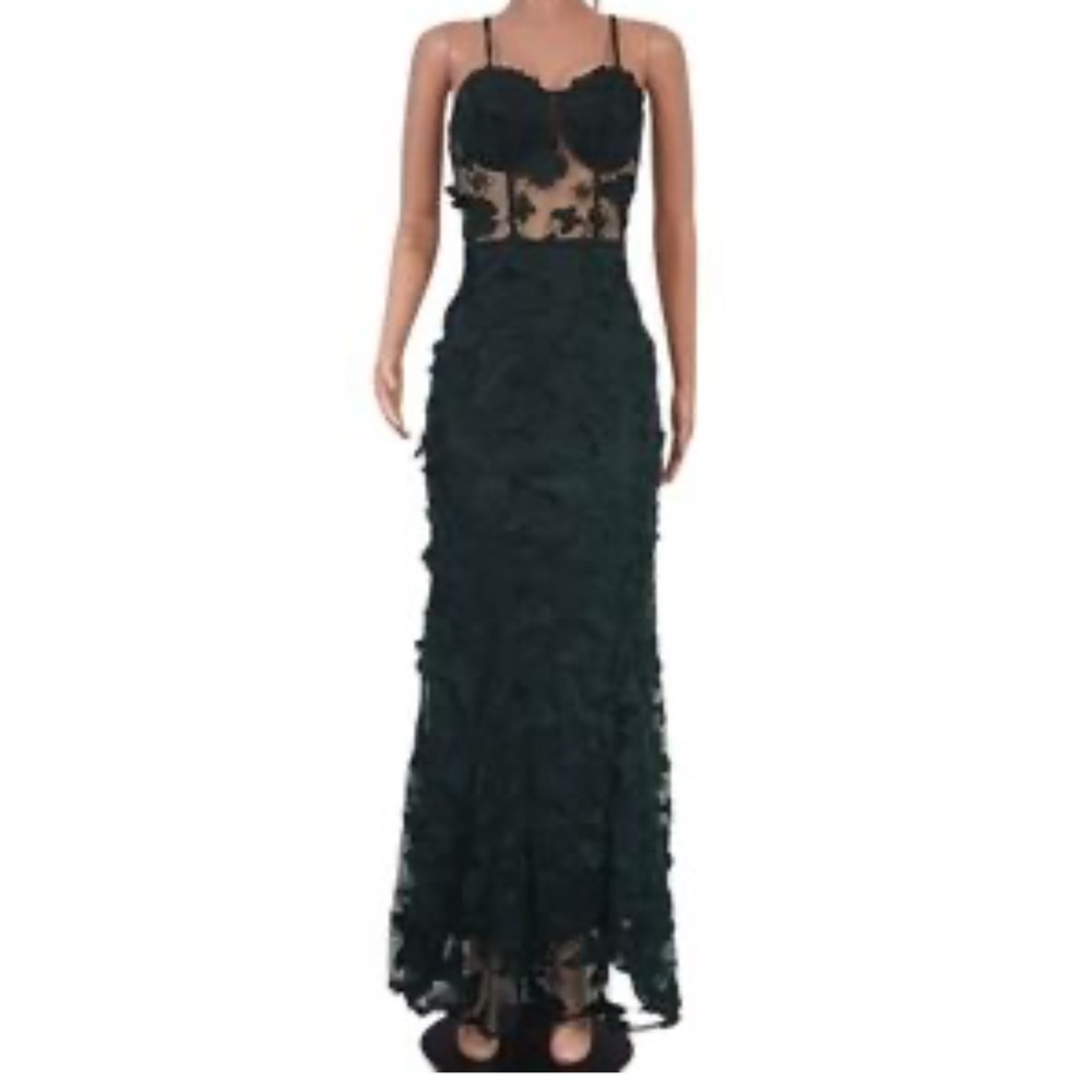 Women's‎ Black Butterfly Sheer Corset Maxi Dress Sz L Whimsigoth Forest Fairy